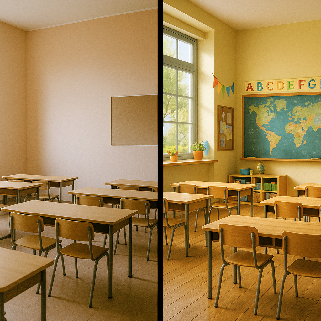 AI classroom compare: basic vs detailed PromptForge result